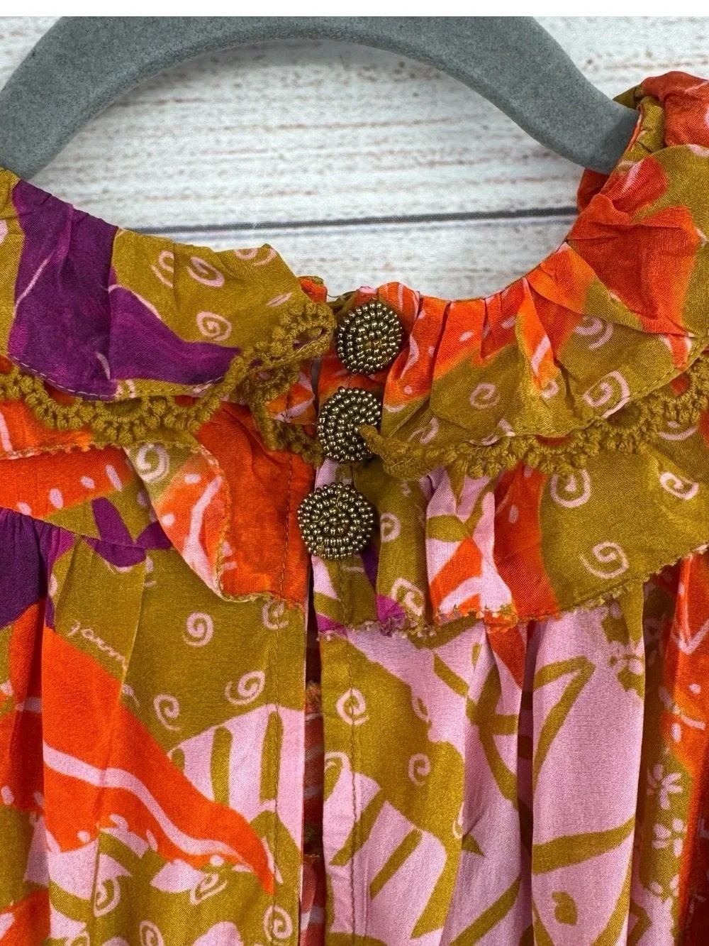 FARM Rio Multicolor Floral Ruffled Blouse - Orange, Pink, Olive, Purple